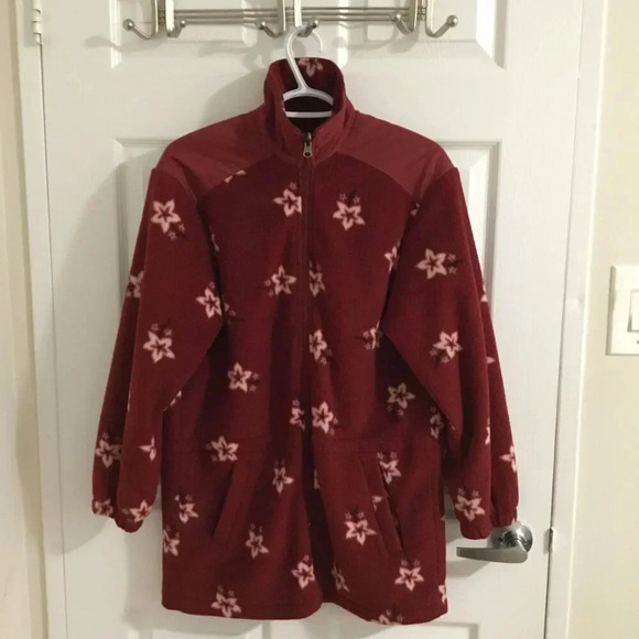 Vintage Fen.nelli SPORT long floral fleece jacket in Red and  white - Size 7/ 8 - Picture 7 of 11